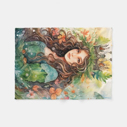 Couverture Polaire Watercolour Forest Princess (Devant (Horizontal))