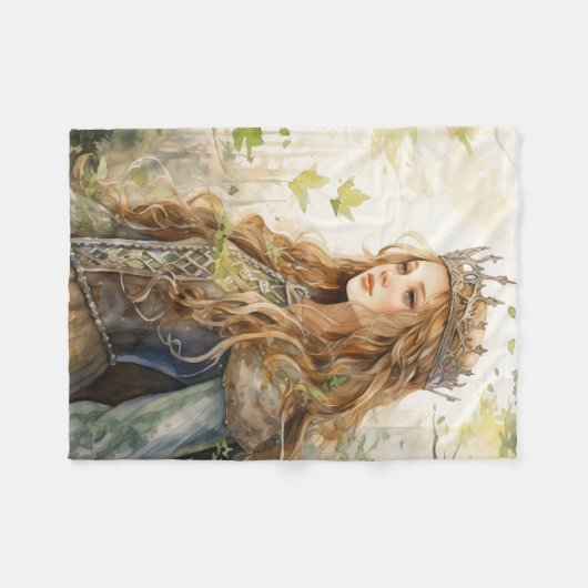 Couverture Polaire Watercolour Forest Princess (Devant (Horizontal))