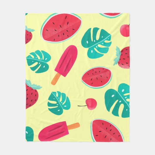 Couverture Polaire Watermelon leaves strawberry (Devant)