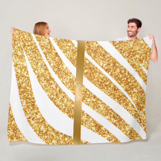Couverture Polaire Wave Sea Gold Parties scintillant Boho Popular Col (En situation)
