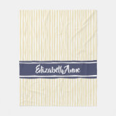 Couverture Polaire Wavy Painterly Stripes Navy and Cream With Name (Devant)