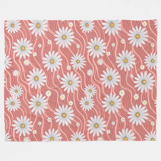 Couverture Polaire Wavy Pink Daisies (Devant (Horizontal))
