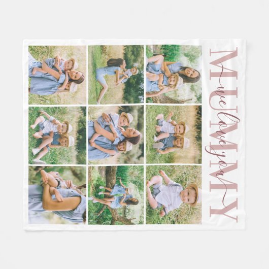 Couverture Polaire We Love Mummy Pink Mother's Day Photo Collage (Devant (Horizontal))