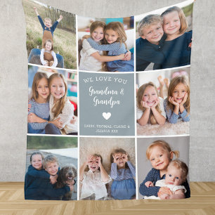 Couverture Polaire We Love You Grand-parents Photo Collage Modern