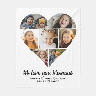Couverture Polaire We Love You Meemaw Heart Modern Photo Collage