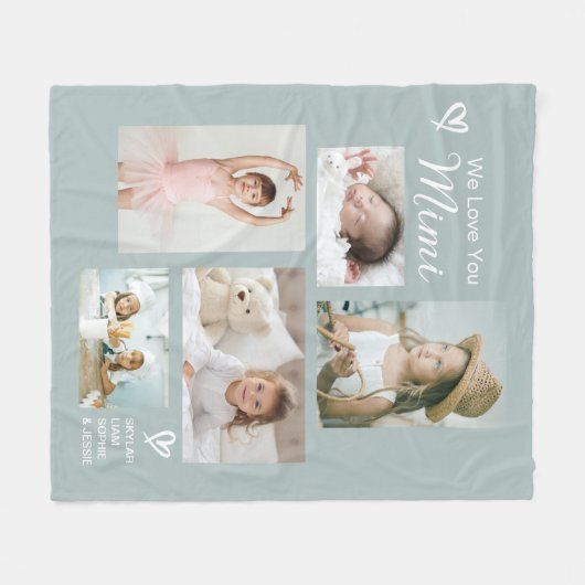 Couverture Polaire We Love You Mimi Grandkids Photo Collage Keepsaké (Devant (Horizontal))