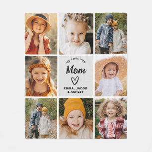 Couverture Polaire We Love You Mom Family Modern Photo Collage