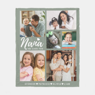 Couverture Polaire We Love You Nana Grandkids 6 Photo Collage Sage