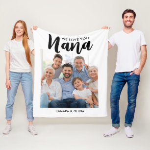 Couverture Polaire We Love You Nana Une Photo Personnalisée Blanc