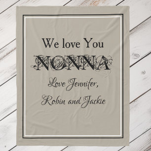Couverture Polaire 'We Love You Nonna' Noms Personnalisés Beau Beige