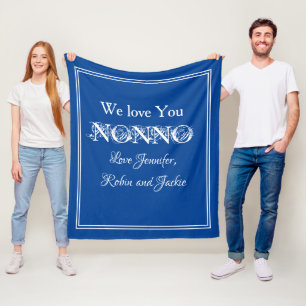 Couverture Polaire "We Love You NONNO" Personnalisé Bleu Et Blanc