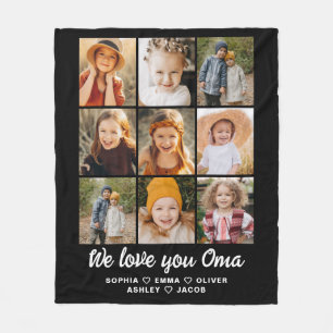 Couverture Polaire We Love You Oma Family Modern Photo Collage