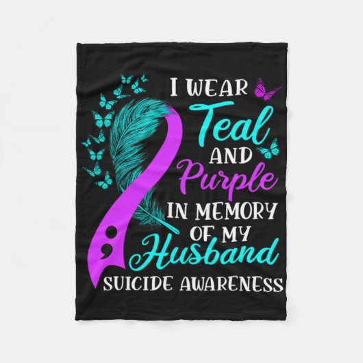 Couverture Polaire Wear Teal Purple In Memory Of My Husnd Suicide Awa (Devant)
