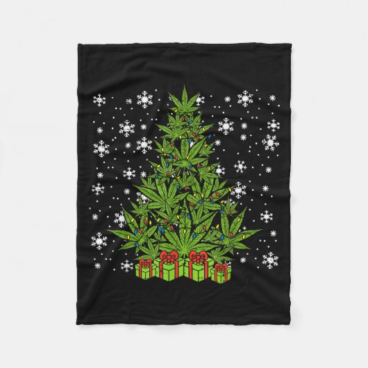 Couverture Polaire Weed Christmas Tree Funny Xmas T Men Women (Devant)