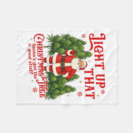 Couverture Polaire Weed Lover Smoking Light Up Christmas Tree  (Devant (Horizontal))
