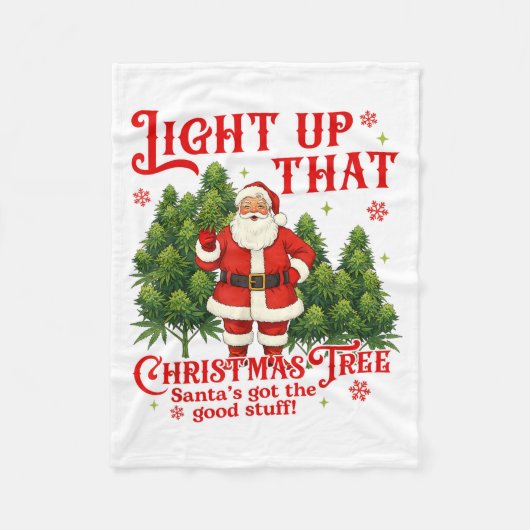 Couverture Polaire Weed Lover Smoking Light Up Christmas Tree  (Devant)