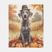 Couverture Polaire Weimaraner À L'Automne Quitte L'Art Thanksgiving (Devant)