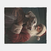 Couverture Polaire Weimaraner avec Noël Festif du Père Noël (Devant (Horizontal))