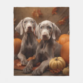 Couverture Polaire Weimaraner Chiot Automne Citrouille délice (Devant)