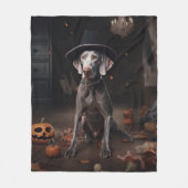 Couverture Polaire Weimaraner Citrouilles Halloween effrayant (Devant)
