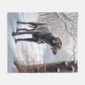 Couverture Polaire Weimaraner Laisser Neige Noël (Devant (Horizontal))