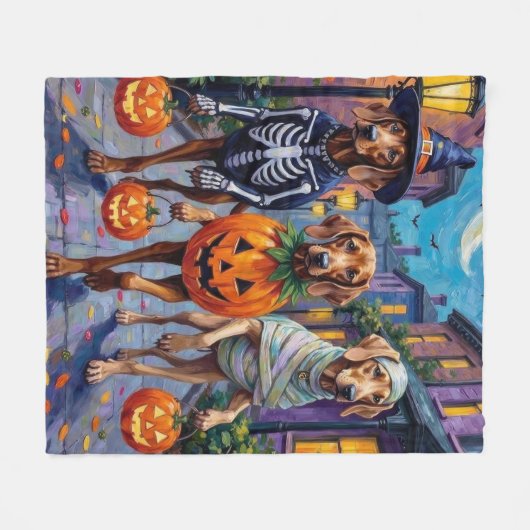 Couverture Polaire Weimaraner Trick-or-Treating en costumes d'Hallowe (Devant (Horizontal))