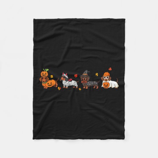 Couverture Polaire Weiner Dog Witch Happy Halloweenie Cute Halloween (Devant)