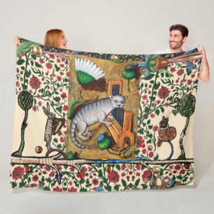 COUVERTURE POLAIRE WEIRD MÉDIÉVAL BESTIAIRE MUSIQUE, CAT JOUER ORGE