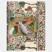 COUVERTURE POLAIRE WEIRD MÉDIÉVAL BESTIAIRE MUSIQUE, CAT JOUER ORGE (Devant)