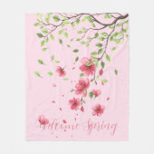 Couverture Polaire Welcome Spring with Romantic Pink Cherry Blossom (Devant)
