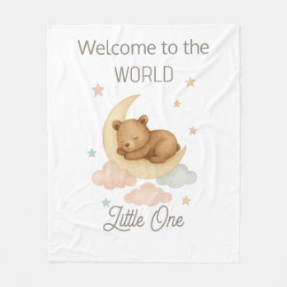 Couverture Polaire Welcome to the World Baby Blanket  Boho Watercolor