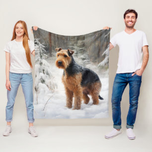Couverture Polaire Welsh Terrier Qu'il neige Noël