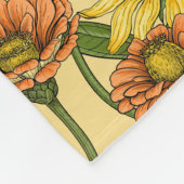 Couverture Polaire Wens et fleurs sur jaune pâle (Coin)
