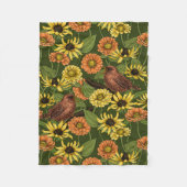 Couverture Polaire Wens et fleurs sur vert (Devant)
