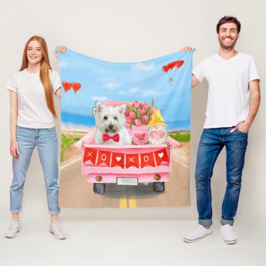 Couverture Polaire West highland white terrier Chien Saint-Valentin (En situation)