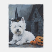 Couverture Polaire West Highland White Terrier Citrouille Halloween (Devant)