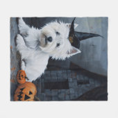 Couverture Polaire West Highland White Terrier Citrouille Halloween (Devant (Horizontal))