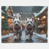 Couverture Polaire West Highland White Terrier Dogs Christmas Snow  (Devant (Horizontal))