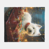 Couverture Polaire West Highland White Terrier Festif de Noël (Devant (Horizontal))