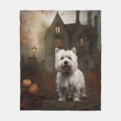 Couverture Polaire West Highland White Terrier Halloween effrayant (Devant)