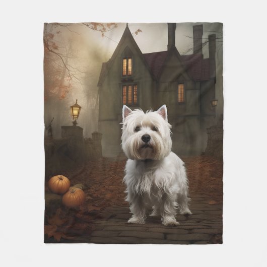Couverture Polaire West Highland White Terrier Halloween effrayant (Devant)