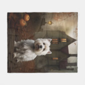 Couverture Polaire West Highland White Terrier Halloween effrayant (Devant (Horizontal))