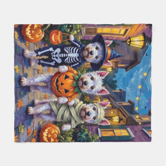 Couverture Polaire West Highland White Terrier In Halloween Costumes (Devant (Horizontal))