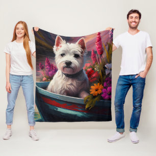 Couverture Polaire West Highland White Terrier sur un bateau