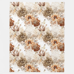 Couverture Polaire Western Brown Cream Floral sud-ouest