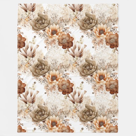 Couverture Polaire Western Brown Cream Floral sud-ouest (Devant)