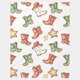 Couverture Polaire Western Christmas Cowgirl Cowboy