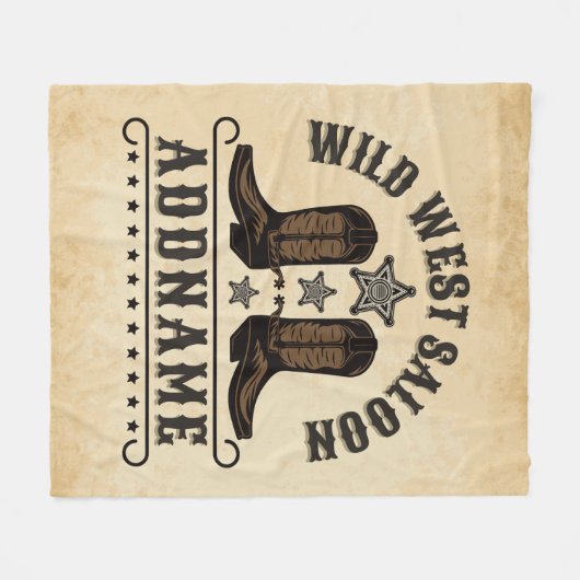 Couverture Polaire Western Cowboy Boots AJOUTER LE NOM Sheriff Spurs (Devant (Horizontal))