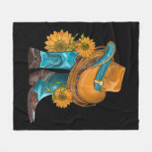 Couverture Polaire Western Hat and Cowboy Boots With Sunflowers (Devant (Horizontal))
