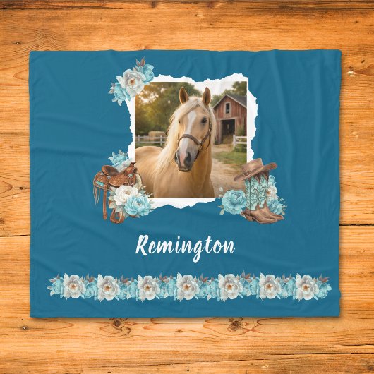 Couverture Polaire Western Horse Floral Blanket
